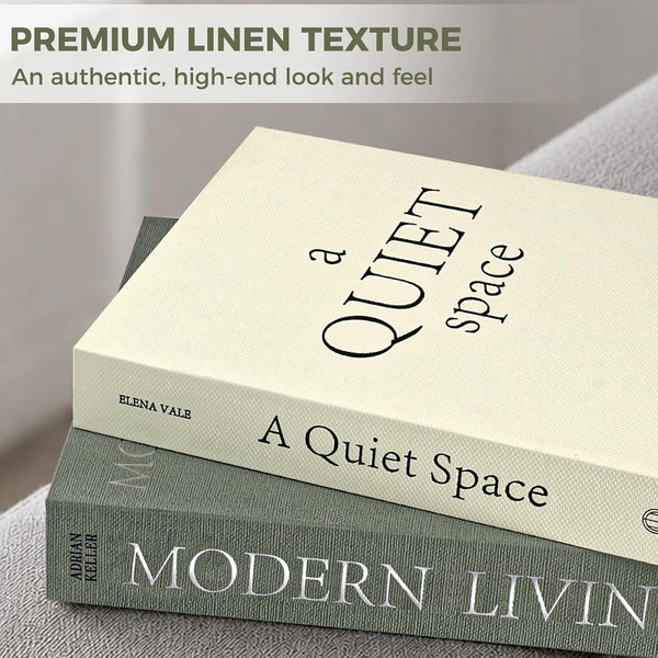 Decorative Books for Home Decor, Set of 3 Stackable Fake Books for Coffee Table Bookshelf Decor, Modern Aesthetic Decorative Book for Home Living Room Bedroom Office Decoration, Sage Green4