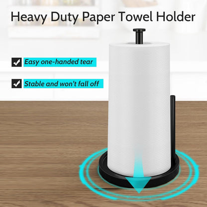 Paper Towel Holder Countertop, Standing Paper Roll Holder with anti Slip Weighted Base, Stainless Steel Freestanding Paper Towel Holder for Kitchen, Black5