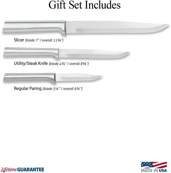 Cutlery Housewarming Gift Set (S02), Silver | 3-Piece Knife Set , Stainless Steel Blade, Cast Aluminum Handle2