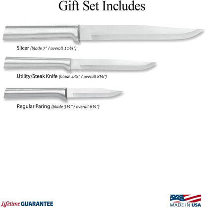 Cutlery Housewarming Gift Set (S02) with Sharpener, Silver | 3-Piece Knife Set with Quick Edge Sharpener (R119), Stainless Steel Blades, Cast Aluminum Handle6