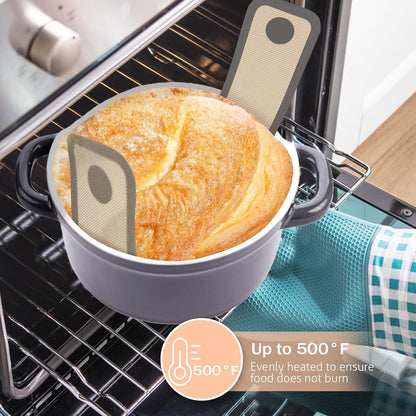 Sourdough Silicone Bread Sling for Dutch Oven, 2 Pack | Long Handles for Dough Transfer, Nonstick Bread Release, Dishwasher Cleanup, Flexible Reusable Design, Round, Gray6