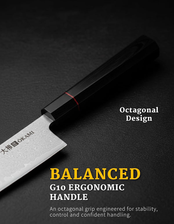 Chef Knife 8 Inch - Hand Forged Kitchen Knife with 67-Layer Japanese Damascus Steel, AUS-10 Core & G10 Handle - Ultra Sharp, Perfectly Balanced Gyuto Knife for Home Chefs and Professionals5