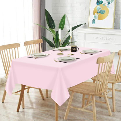 2 Pcs Light Pink Plastic Tablecloth for Rectangle Table, 54 × 108 Inches Disposable Pink Party Table Covers for Gril Birthday, Wedding, Baby Shower, Mermaid Party Decoration2