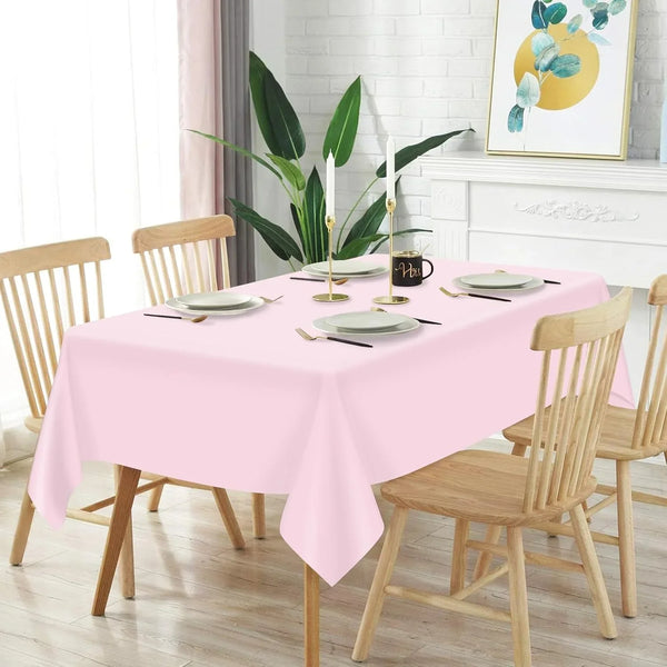 2 Pcs Light Pink Plastic Tablecloth for Rectangle Table, 54 × 108 Inches Disposable Pink Party Table Covers for Gril Birthday, Wedding, Baby Shower, Mermaid Party Decoration2