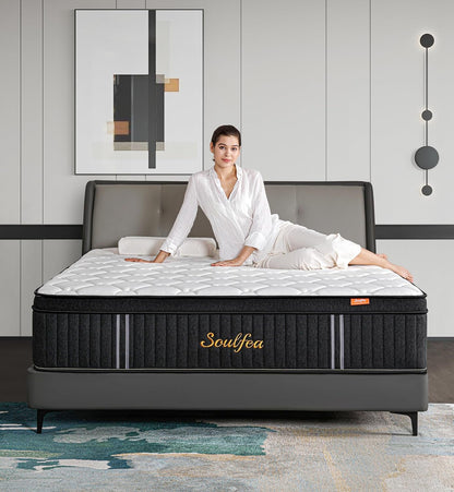 Queen Mattresses,10 Inch Queen Size Mattresses in a Box,Memory Foam Hybrid White & Black Mattress with Provide Support and Improve Sleep,Pressure Relief,Medium Firm1