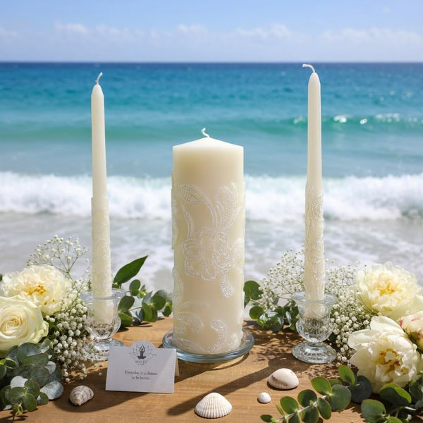 11.50 Inch High Cream Wedding Unity Candle Set Includes 1 Pillar and 2 Taper Candles Great for Weddings as Well as Special Events and Emergency Lighting or for Reiki Spa Meditation8