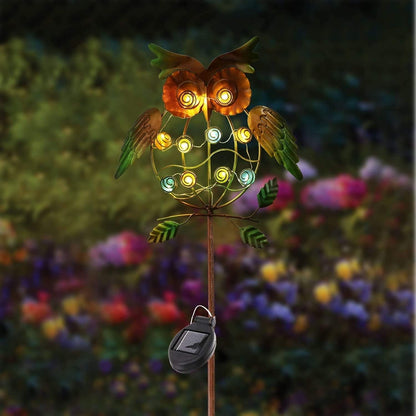 Garden Solar Lights Outdoor,Solar Powered Stake Lights Great Gifts- Metal OWL LED Decorative Garden Lights for Walkway,Pathway,Yard,Lawn (Green)5