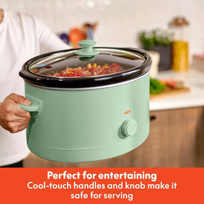 6Qt Manual Non-Toxic Slow Cooker with Cord Storage, Seaglass6