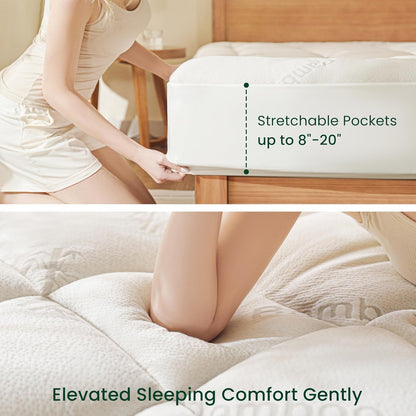 Twin XL Mattress Topper Viscose Derived from Bamboo, Thick Pillow Top Mattress Pad with Stretchable Pockets for 8"-20" Mattress, Soft Breathable Cooling Mattress Topper for Hot Sleepers6