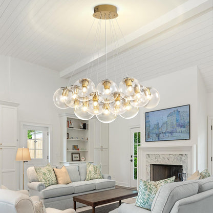 Clear Bubble Chandelier 13-Light Glass Globe Chandeliers Gold1