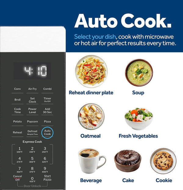 GE GCST10A1WSS Countertop Microwave Oven (Stainless Steel) | Stainless Steel, Combines Microwave, Air Fry, Convection, and Broil, Child Lock Technology, 4 Convenience Cook Settings9