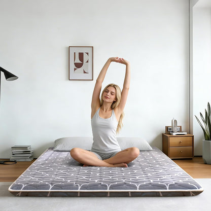 6Th Generation Japanese Floor Futon Mattress - Extra-Thick 9-Layer Modern Futon with 100% High-Density Foam, Portable Floor Mattress Sleeping Pad for Adults, Guest Room, Dormitory, Twin Size (39"X80")2
