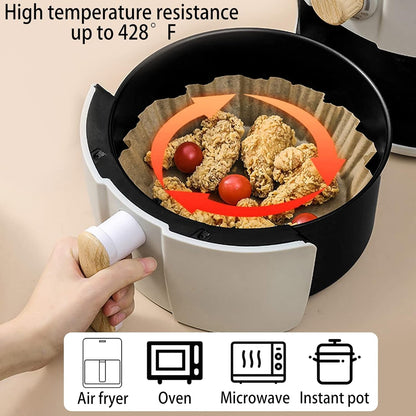 200Pcs Air Fryer Disposable Paper Liner, round Non-Stick Air Fryer Liners Parchment Paper for Baking Roasting Microwave Oven (6.3 Inch)4