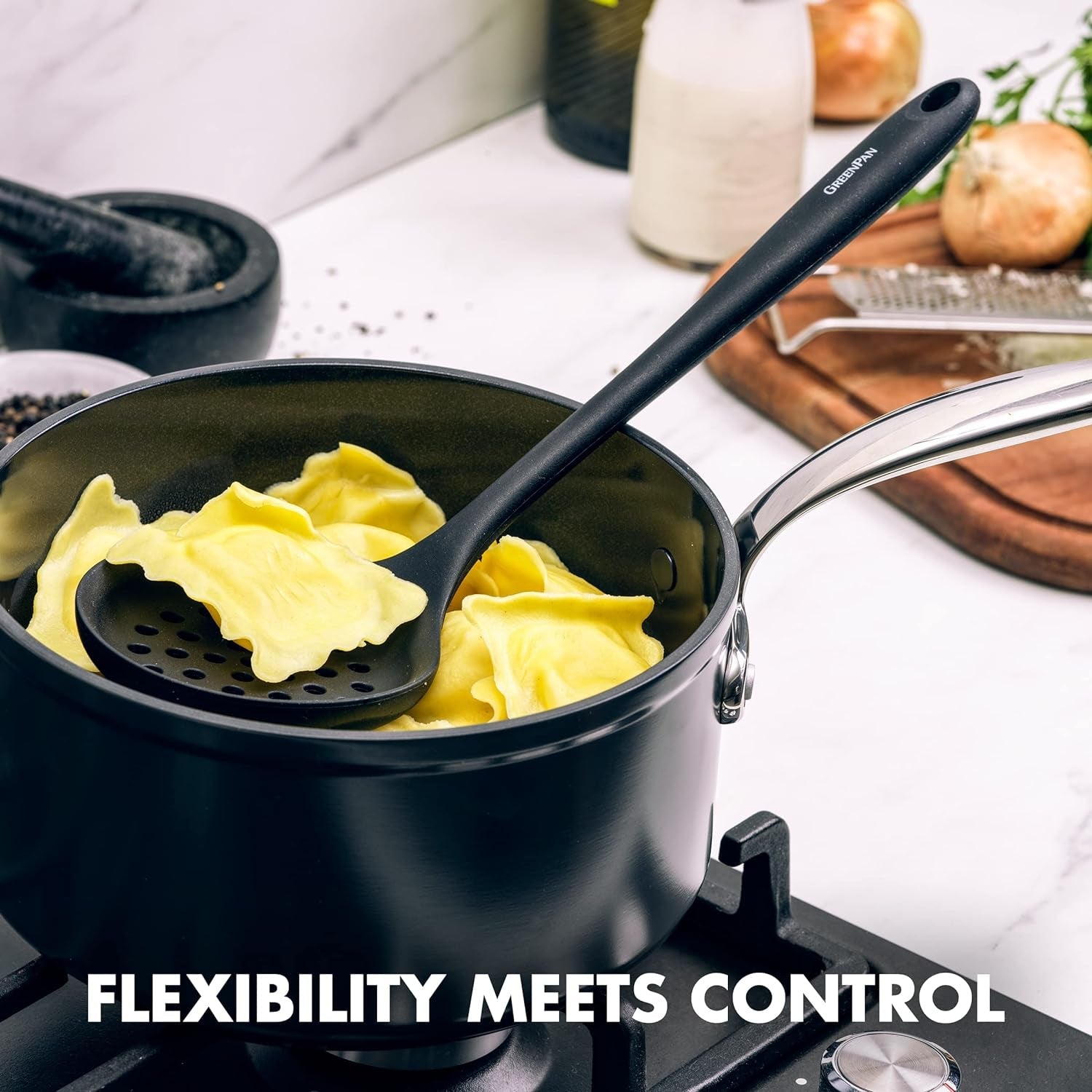 5-piece-cooking-utensil-set-flexible-nonstick-silicone-stain-free-tongs-turner-spatula-skimmer-and-slotted-spoon-black