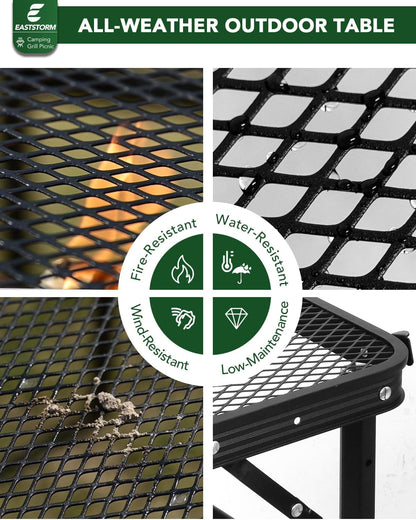 2 Ft Folding Camping Table, Adjustable Height 10.6-22 In, Small Grill Table | Black Metal Mesh,23.6 X 15.8 In,Portable & Compact for Outdoor,Indoor,Picnic,Bbq,Tailgating, with Carry Handle,66 Lb Capacity7