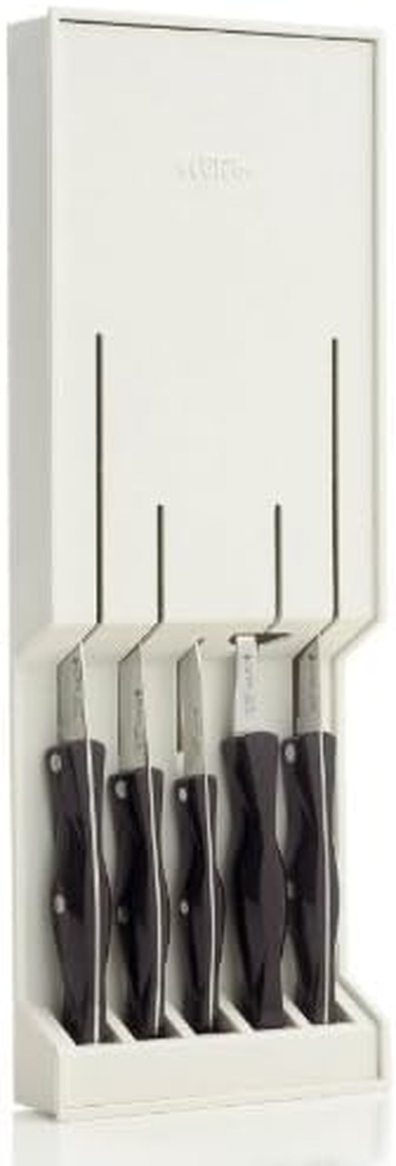 model-1783-kitchenette-set-4-high-carbon-stainless-knives-1-fork-with-classic-dark-brown-often-called-black-handles-1742-knife-and-fork-tray-and-8-x12-poly-cutting-board