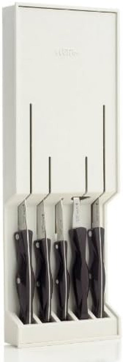 Model 1783 Kitchenette Set 4 High Carbon Stainless Knives & 1 Fork with Classic Dark Brown (Often Called "Black") Handles #1742 Knife and Fork Tray and 8" X12" Poly Cutting Board1