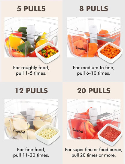 Vegetable Chopper, Manual Food Chopper with Hand Pull String, 500Ml | Manual Food Processor, Sharp Stainless Steel Blade, Non-Slip Base, Dishwasher Safe, No BPA, Portable, for Veggie, Fruit, Nut8