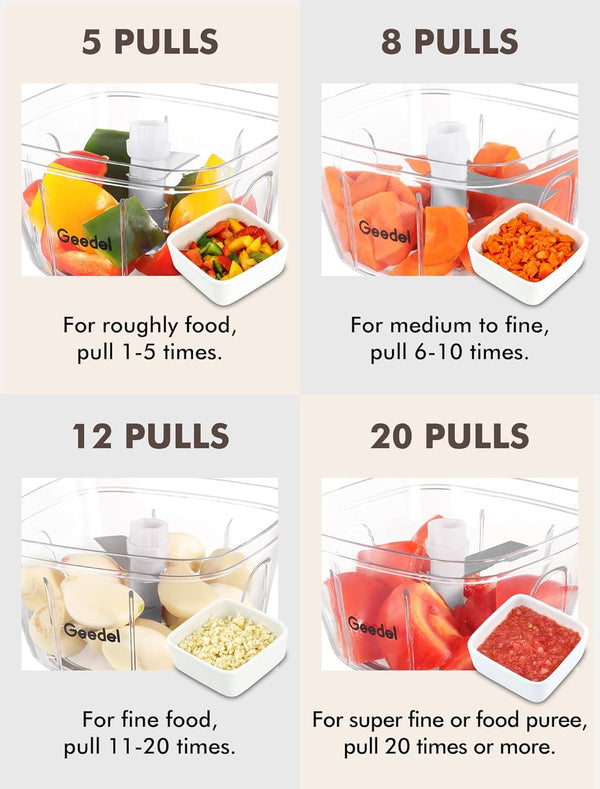 Vegetable Chopper, Manual Food Chopper with Hand Pull String, 500Ml | Manual Food Processor, Sharp Stainless Steel Blade, Non-Slip Base, Dishwasher Safe, No BPA, Portable, for Veggie, Fruit, Nut8