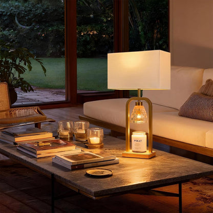 2 in 1 Gold Table Lamp with Candle Warmer, Timer & Dimmer, Modern8