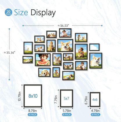 20 Pack Mixed Size Gallery Collage Frame Black2