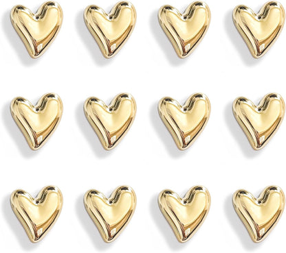 12PCS Refrigerator Magnets Gold Magnets for Fridge 0.83In Small | Love Heart Cute Decorative Magnet Set for Home Kitchen Office Whiteboard Decor1