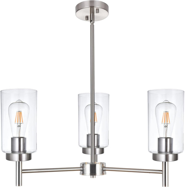3 Lights Modern Chandeliers Metal Light Fixtures Ceiling Brushed Nickel Industrial Pendant Lighting for Dinging Room Living Room Kitchen Bedroom Hallway1