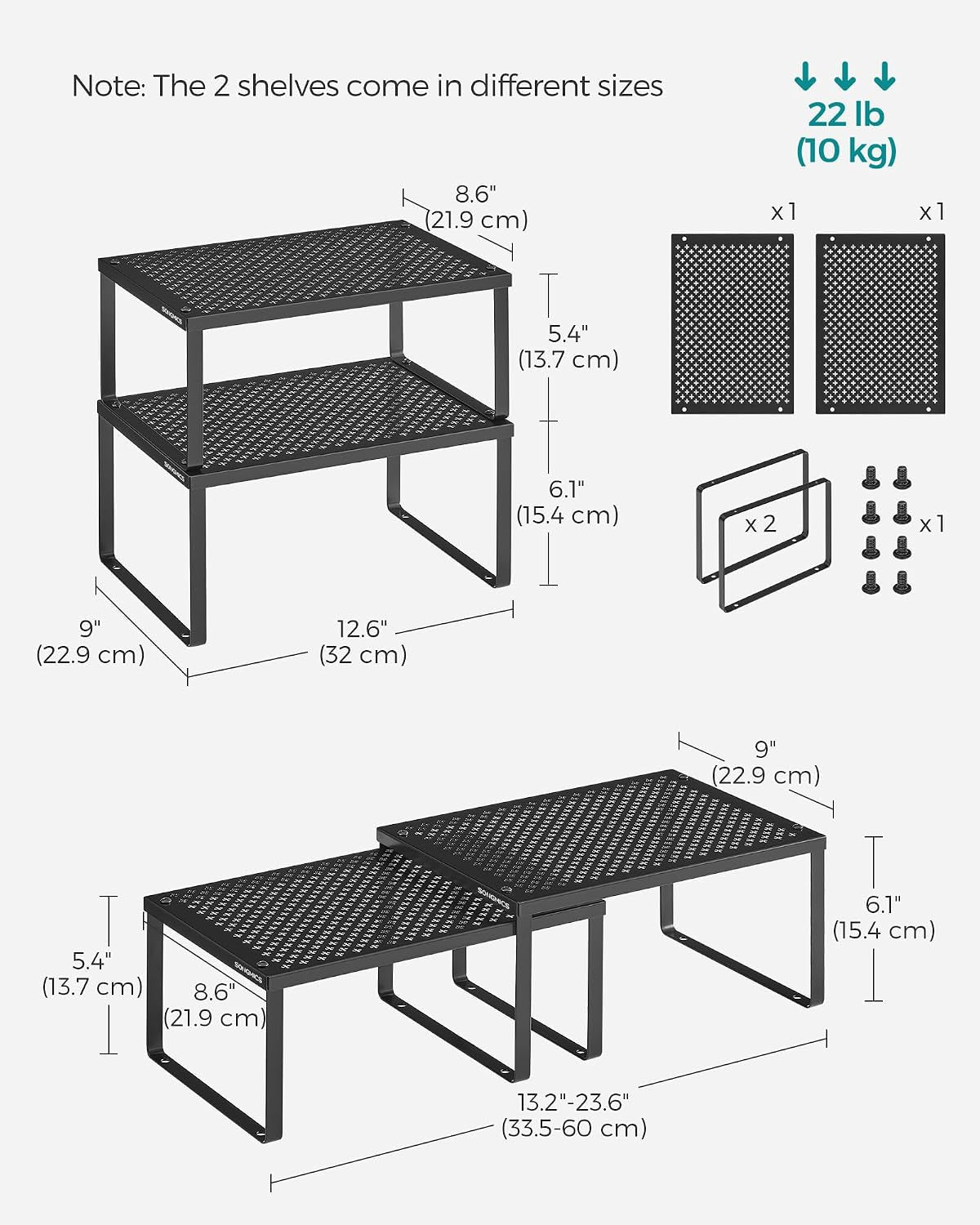 songmics-set-of-2-metal-spice-racks-stackable-expandable-shelf-risers