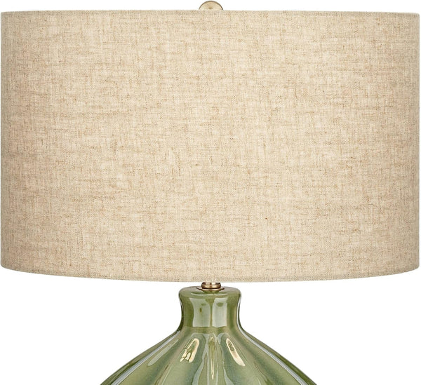Gordy 20 1/2" High Table Lamp Mid-Century Green Ceramic Cottage Ribbed9
