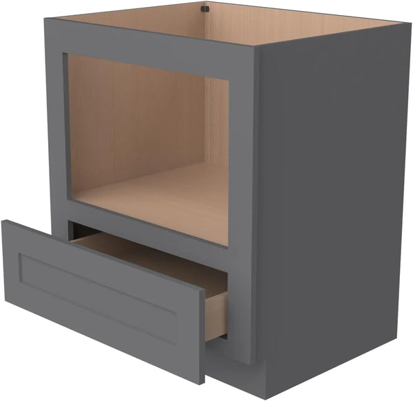 Microwave Base Cabinet – Solid Wood Shaker Style Kitchen Storage Base Unit with Drawer & Soft-Close Doors, RTA Pantry Cupboard for Dining Room, Coffee Bar 30" W X 24" D X 34 1/2" H (Pebble Gray)7