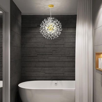 Modern Crystal Chandelier, Dandelion Chandelier,Gold,19.69 In7