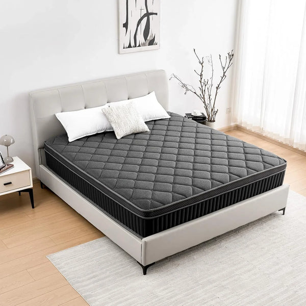 Queen Mattress, 12 Inch Hybrid Queen Size Mattress in a Box, Soft and Breathable Fabric, Medium Firm, Low Motion Transfer, Strong Edge Support1