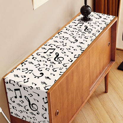 Linen Musical Notes Table Runner Music Event Birthday Party Wedding Decoration Farmhouse Home Dining Room Kitchen Table Decor (13" X 72")4