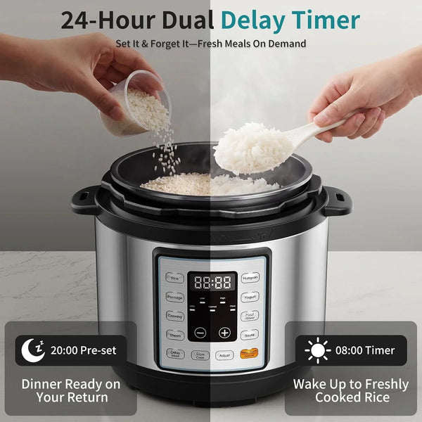 10-In-1 Electric Pressure Cooker, 3 Quart Multi Cooker for Rice, Stew and Steam, Small Programmable Stainless Steel Pot with Slow Cook Function and Ceramic Inner Pot3