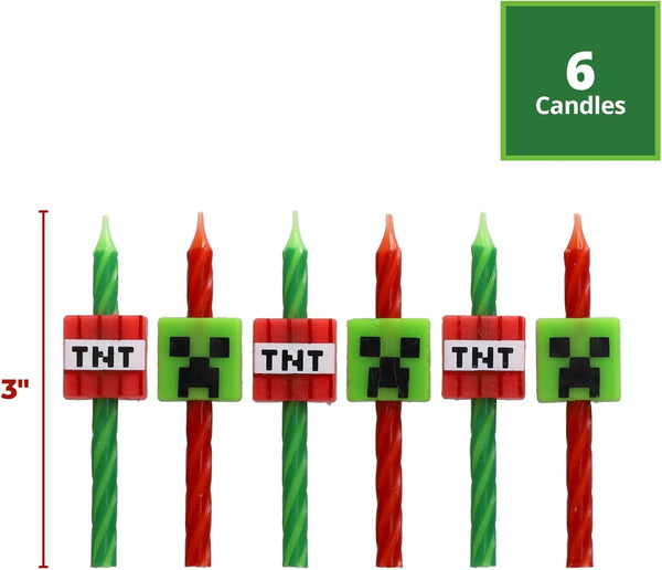 Minecraft Birthday Candles | Party Cake Decoration Toppers | 6 Count3