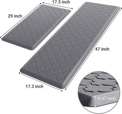 Kitchen Mat 2 PCS Cushioned Anti-Fatigue Floor Mat Standing Mat for Kitchen | 0.47" Thick Cushioned Memory Foam, Water Resistant, Non-Skid, Ergonomic Comfort Kitchen Rugs Sets for Sink Office Laundry2
