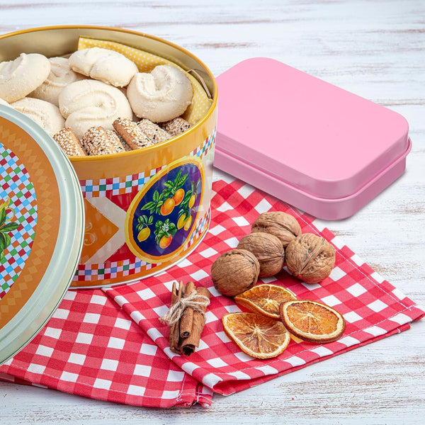 2Pcs Metal Tin Box, 3.7X2.4X0.8 Mini Portable Rectangular Empty Tinplate Small Storage Container Airtight Tins with Lids for Candy Favors Crafts Christmas Gifts, Pink7