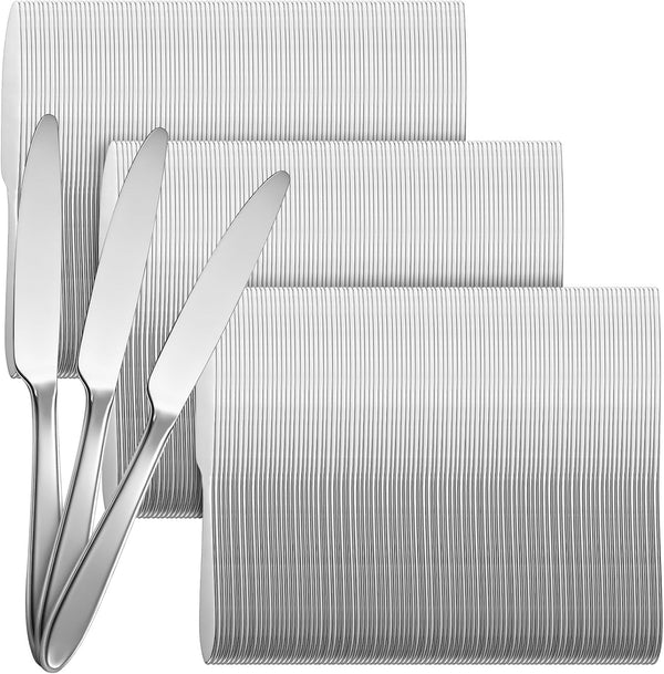 300 Pcs Dinner Knives Set 8.4 Inches Serrated Table Knives Durable Stainless Steel Butter Steak Silverware Bulk for Home, Restaurant, Kitchen, Dishwasher Safe and Mirror Polished1