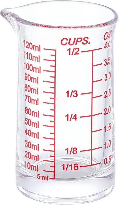 Ackers 4Oz Glass Measuring Cup – Shot Glass with Ounce,Ml,Cups Markings for Kitchen & Bar(Red Line)1