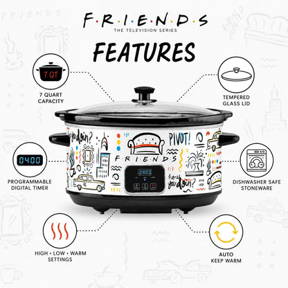 Friends the Television Series 7-Quart Programmable Digital Slow Cooker3