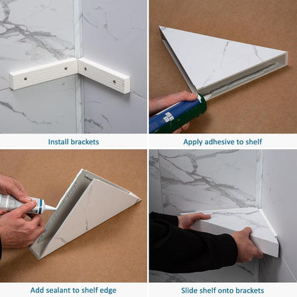 Vinyl Shower Shelf in Carrara Marble/Urban Glacier6