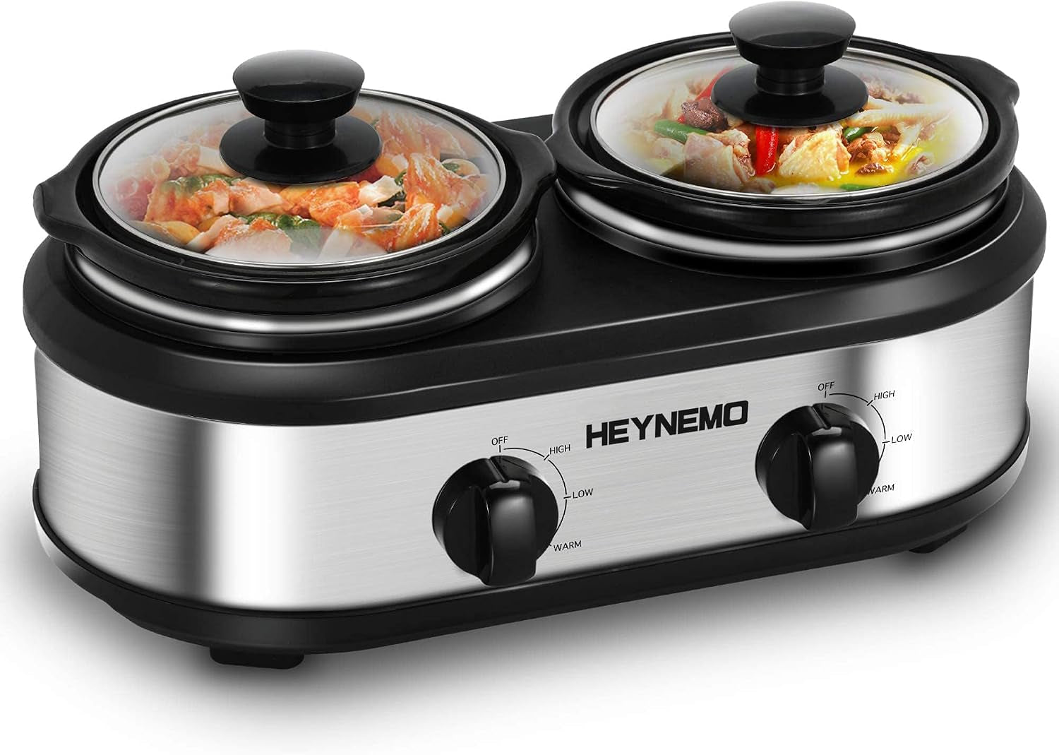 double-slow-cooker-buffet-servers-and-warmers-dual-2-pot-slow-cooker-food-warmer-adjustable-temp-dishwasher-safe-removable-ceramic-pot-glass-lid-2-x-1-25-qt-portable-small-crock-cooker