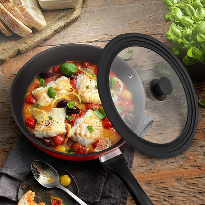 Universal Lid for Pots,Pans and Skillets - Tempered Glass with Heat Resistant Silicone Rim Fits 10.5", 11" and 12" Diameter Cookware,Black6