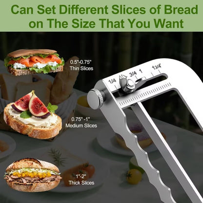 2026 Upgrade Adjustable Bread Knife, Bread Slicer for Homemade & Sourdough Loaves, Razor-Sharp Cutter for Crusty Sourdough & Baguette with Precision Thickness Guide, Best for Bakers (Yellow)3