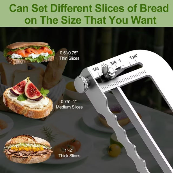 2026 Upgrade Adjustable Bread Knife, Bread Slicer for Homemade & Sourdough Loaves, Razor-Sharp Cutter for Crusty Sourdough & Baguette with Precision Thickness Guide, Best for Bakers (Yellow)3