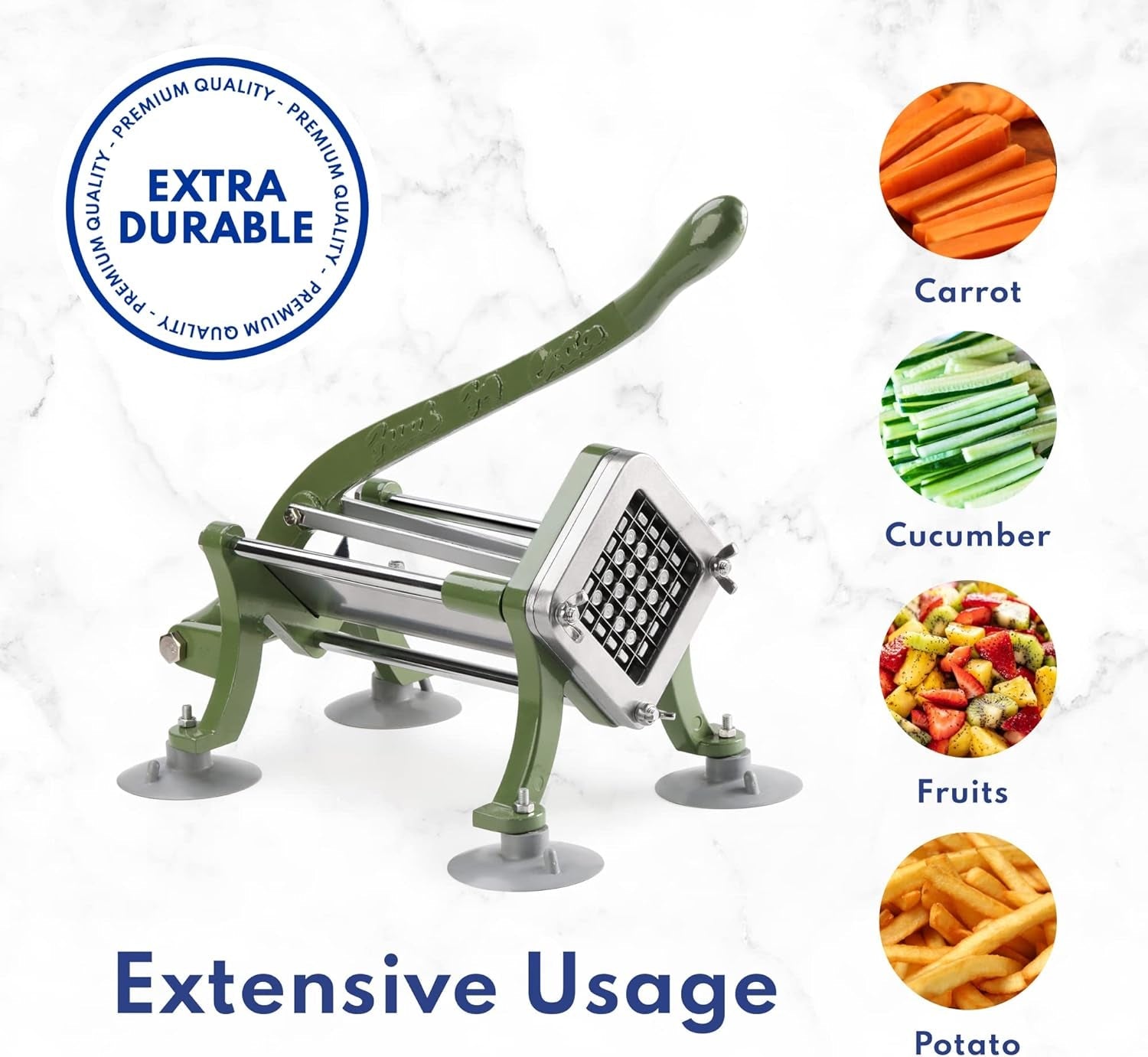 commercial-grade-french-fry-cutter-with-complete-combo-sets-die-cast-iron-and-18-8-stainless-steel-1-4-inch-3-8-inch-1-2-inch-6-wedge-and-8-wedge-replacement-blades
