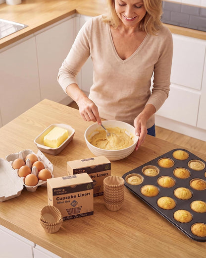 400Pcs Mini Cupcake Liners for Baking, Muffin Liners | Non-Stick, Natural, Food-Grade, Grease Proof Parchment , for Mini Muffin Pan, Christmas, Gift6