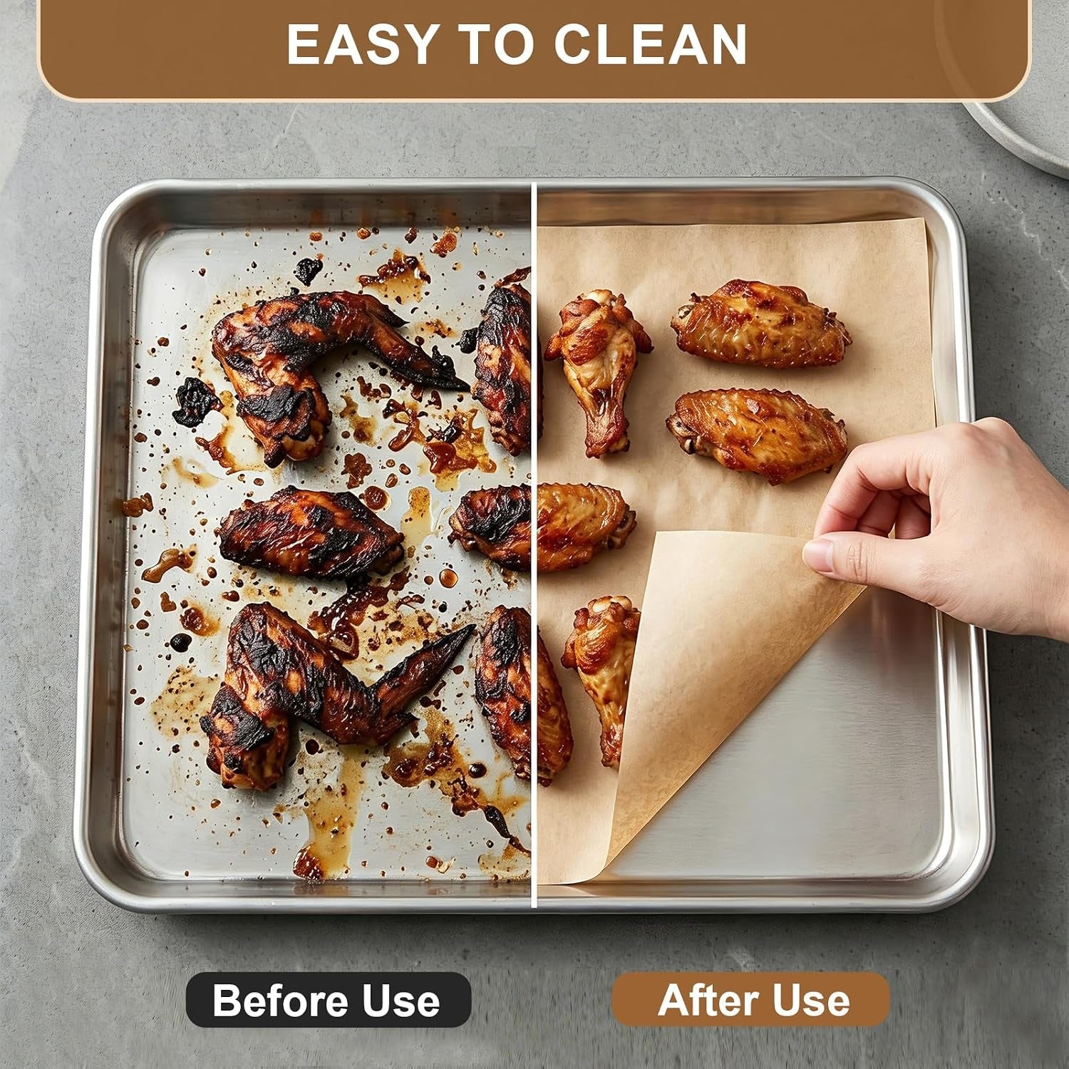 140-pcs-parchment-paper-sheets-9x13-in-precut-parchment-paper-for-baking-non-stick-unbleached-baking-paper-sheets-for-air-fryer-oven-microwave-heavy-duty-food-grade-oil-proof-natural-brown