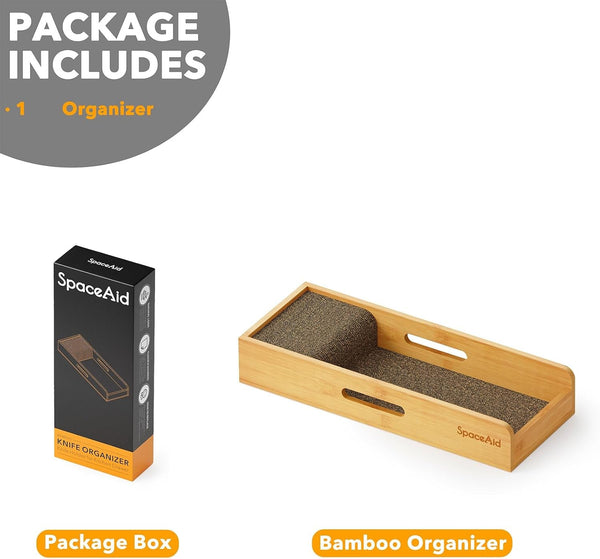 Knife Drawer Organizer Bamboo Insert Dock, Kitchen Steak Knives Holder Organizers Block for Drawer in Storage Organization (Small)7