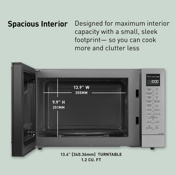 Panasonic NN-SN68KS Compact Microwave Oven with 1200W Power, Sensor Cooking, Popcorn Button, Quick 30Sec & Turbo Defrost, 1.2 Cu.Ft, Stainless Steel5